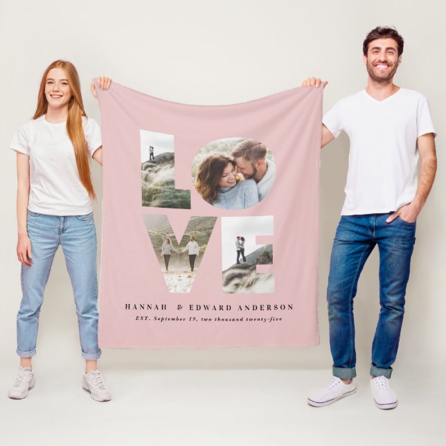 Couverture Polaire Love 4 photo girly rose moderne cadeau personnalis (En situation)