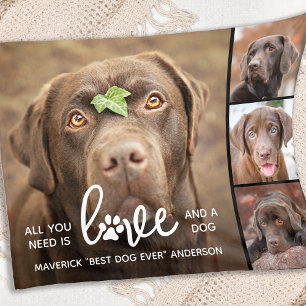 Couverture Polaire LOVE & a DOG Amoureux des chiens personnalisé Phot