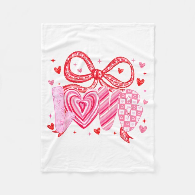 Couverture Polaire Love Coquette Bow Leopard Hearts Valentine Women G (Devant)