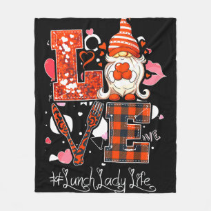 Couverture Polaire Love Heart Lunch Lady Cafeteria Travailleuse Gnome