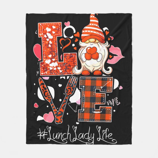 Couverture Polaire Love Heart Lunch Lady Cafeteria Travailleuse Gnome (Devant)