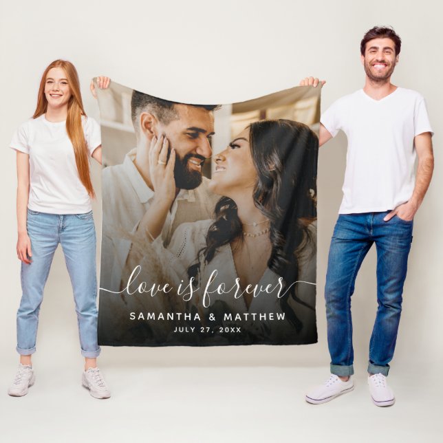 Couverture Polaire Love Is Forever Fiançailles Photo Mariage (En situation)