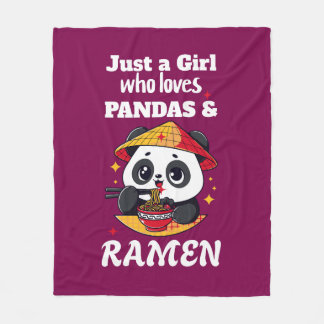 Couverture Polaire Love Pandas and Ramen (texte blanc)