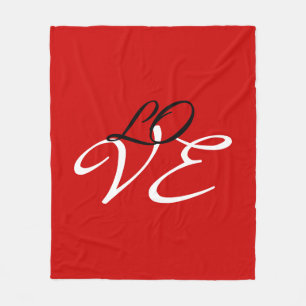 Couverture Polaire Love Rouge Blanc Noir Couleur Script Calligraphie