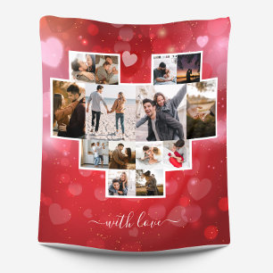Couverture Polaire Love Valentine's Day Photo Collage Rouge