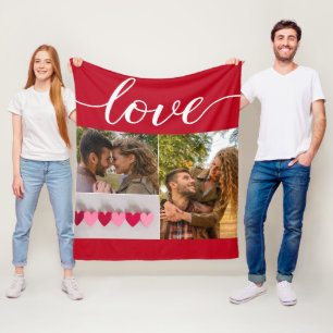 Couverture Polaire Love Valentine's day red Couple Photo Collage