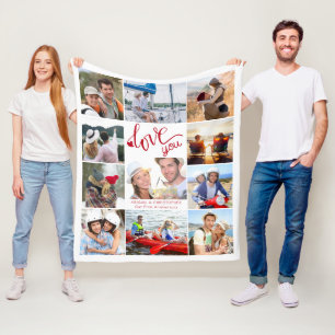 Couverture Polaire Love You 11 Photo Collage Coeur Couple