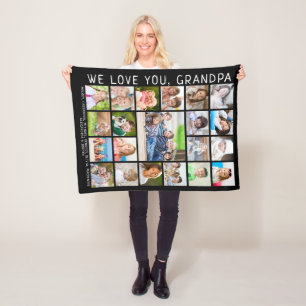 Couverture Polaire Love You Grand-père manuscrit 21 Photo Collage