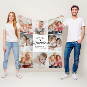 Couverture Polaire Love You Grandma Photo Collage de texte personnali