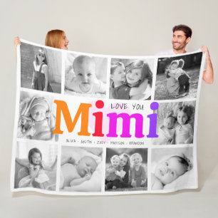 Couverture Polaire Love You Mimi Bold Rainbow 10 Photo Collage Modern