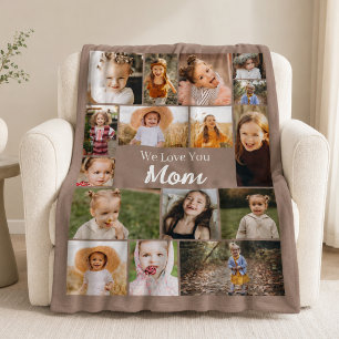 Couverture Polaire Love You Mom 16 Collage Photo Fête des Mères