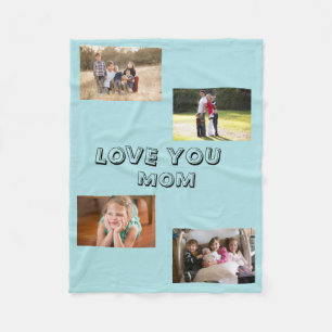 Couverture Polaire Love You Mom 4 Photos Décoratives Sans Serif Polic