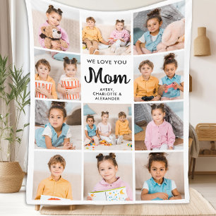 Couverture Polaire Love You MOM Custom 11 Photo Collage Fête des mère