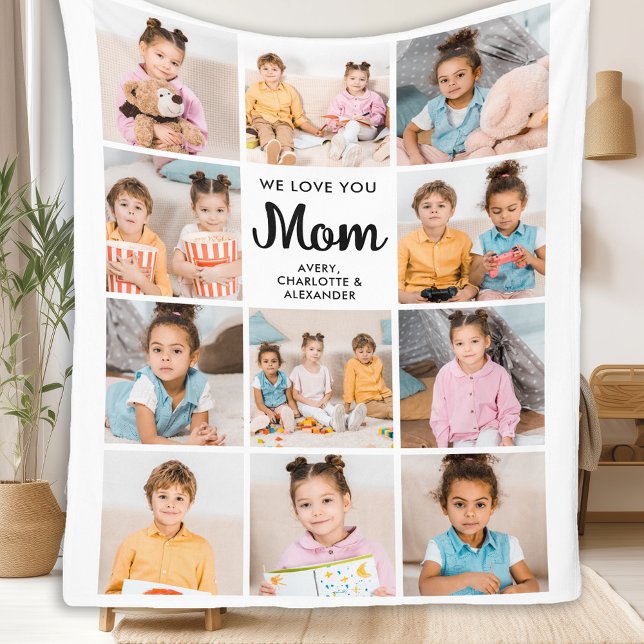 Couverture Polaire Love You MOM Custom Mother's Day 11 Photo Collage (Créateur téléchargé)