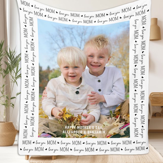 Couverture Polaire Love You MOM Custom Unique Cute Photo Fête des Mèr (Créateur téléchargé)