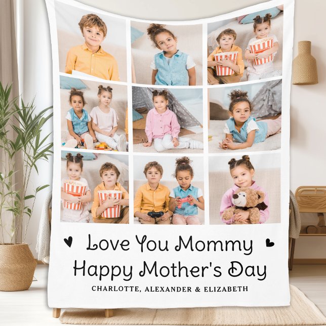 Couverture Polaire Love You MOMMY Custom 9 Photo Collage Fête des mèr (Créateur téléchargé)
