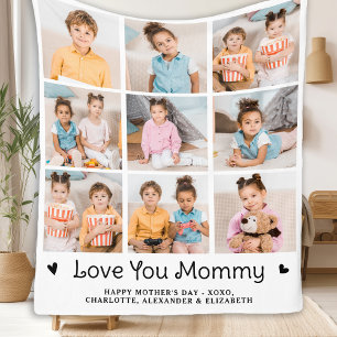 Couverture Polaire Love You MOMMY Custom Mother's Day 9 Photo Collage