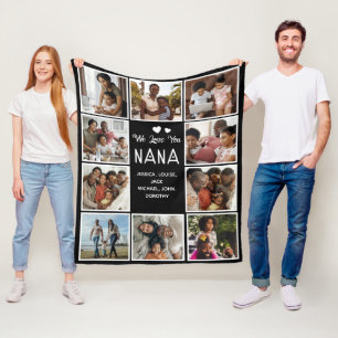Couverture Polaire Love You Nana Photo Collage Noir