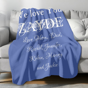 Couverture Polaire Love You Zayde Grandpa Script Names Classic Blue