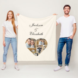 Couverture Polaire Lovely Ivory Heart Photo Collage Personnalisé