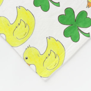 Couverture Polaire Lucky Duck Shamrock Rubber Ducky St Patrick's Day