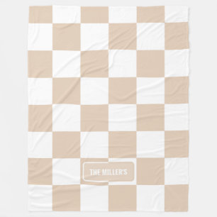 Couverture Polaire Lumière neutre À damiers personnalisée