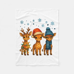 Couverture Polaire Lumières de Noël de girafe bébé Chapeau de Père No