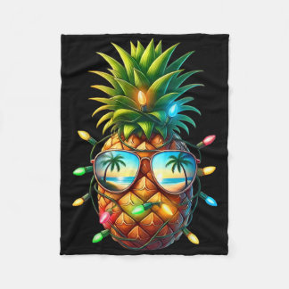 Couverture Polaire Lumières de Noël Tropical Pineapple Sungl Xmas En