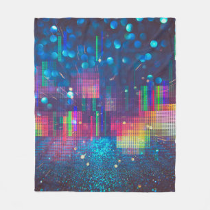 Couverture Polaire Lumières néon et motif géométrique sans soudure