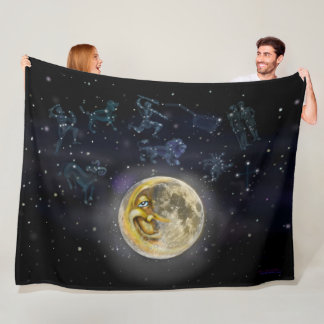 Couverture Polaire Lune et constellations