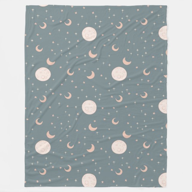 Couverture Polaire Lune et étoiles - bleu (Devant)