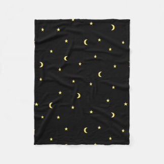 Couverture Polaire Lune et étoiles d'or