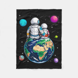 Couverture Polaire Lune et papa astronaute Ba