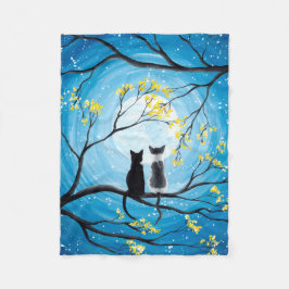 Couverture Polaire Lune lunaire avec chats