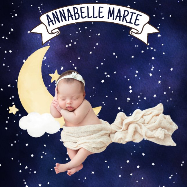 Couverture Polaire Lune mignonne dans la nuit Sky Baby Milestone (Créateur téléchargé)