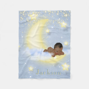 Couverture Polaire Lune Stars Personnalisé Africain Américain Baby