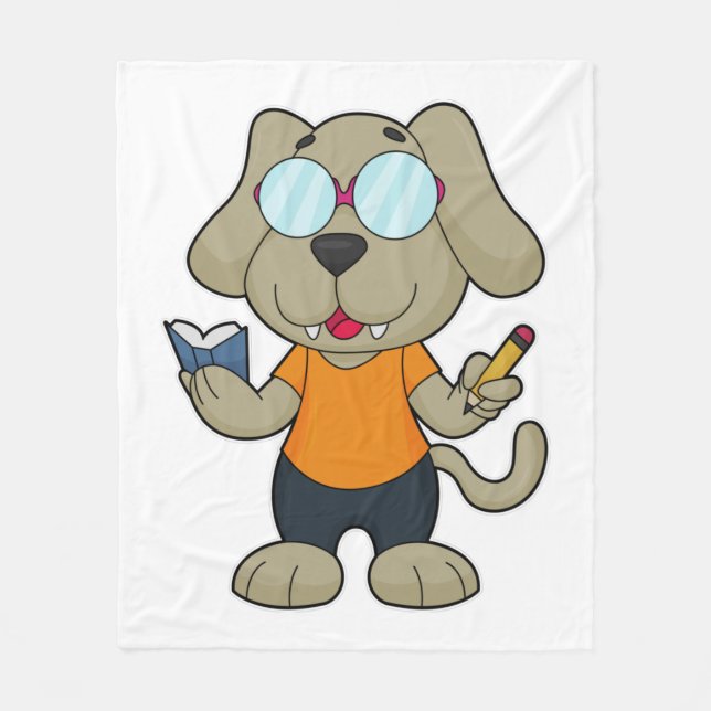 Couverture Polaire Lunettes de livre Nerd de chien (Devant)