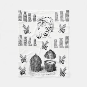 Couverture Polaire Luney abeille noir blanc déco polaire