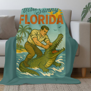 Couverture Polaire Lutte de Floride contre les Alligators   Rétro Côt
