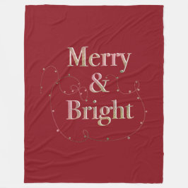Couverture Polaire Lux Noël Joyeux & Lumineux sur Fond Rouge