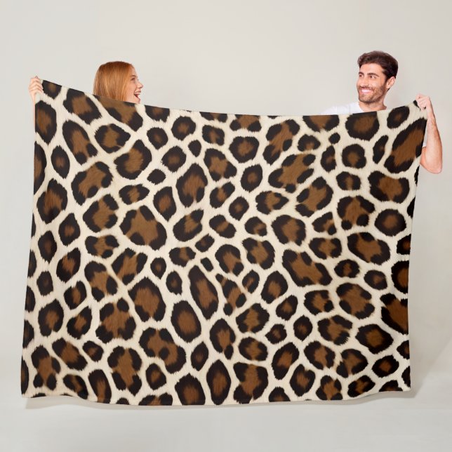 Couverture Polaire Luxe Populaire White Leopard Elegance Collection (En situation)