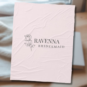 Couverture Polaire Luxe Rose Rose Pâle Ligne Art Nom Personnalisé