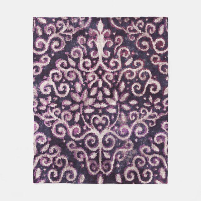 Couverture Polaire Luxe violet et tan damassé sans couture motif (Devant)