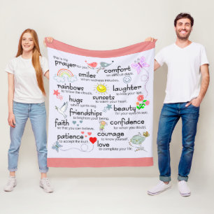 Couverture Polaire Ma prière pour vous rose de rose de
