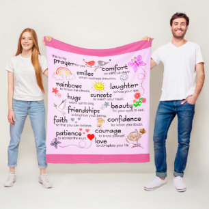 Couverture Polaire Ma prière pour vous roses indien de