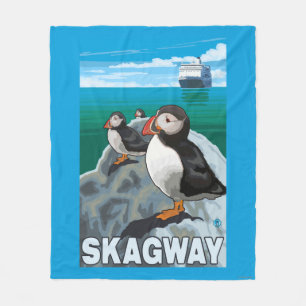 Couverture Polaire Macareux et bateau de croisière - Skagway, Alaska