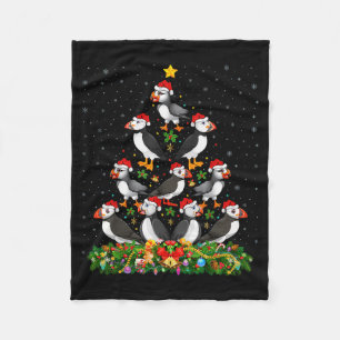 Couverture Polaire Macareux Noël Arbre Cadeau Chapeau Santa Macareux