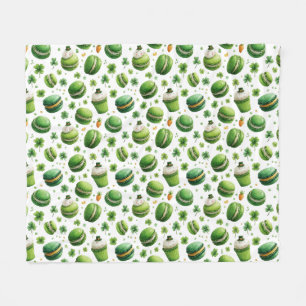 Couverture Polaire Macaron et trèfle aquarelle de la Saint-Patrick