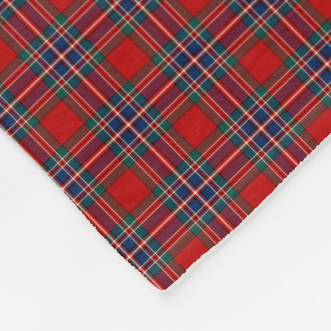 Couverture Polaire MacFarlane Clan Rouge et Royal Blue Tartan (Coin)