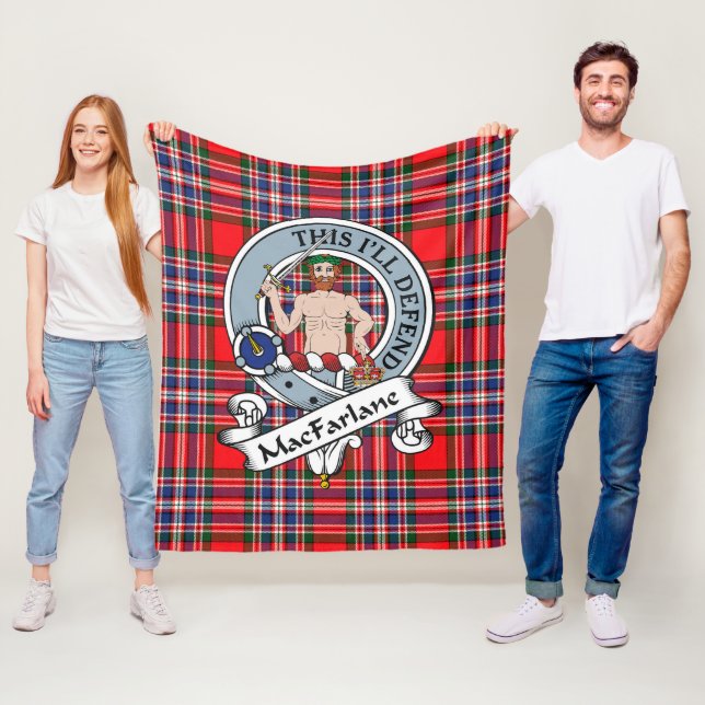 Couverture Polaire MacFarlane Moderne Clan Badge Tartan Plaid (En situation)